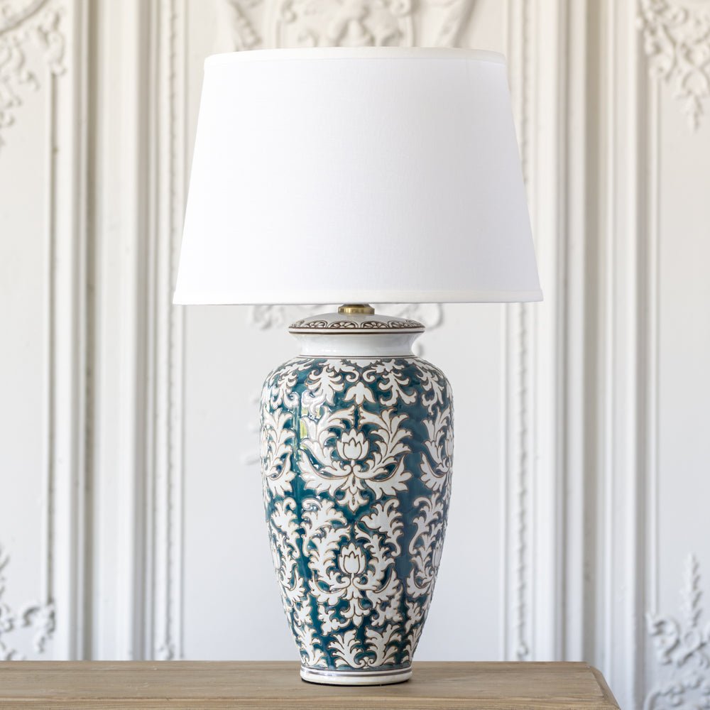 Lamp Lotus With White Shade - Smallhill Furniture Co.