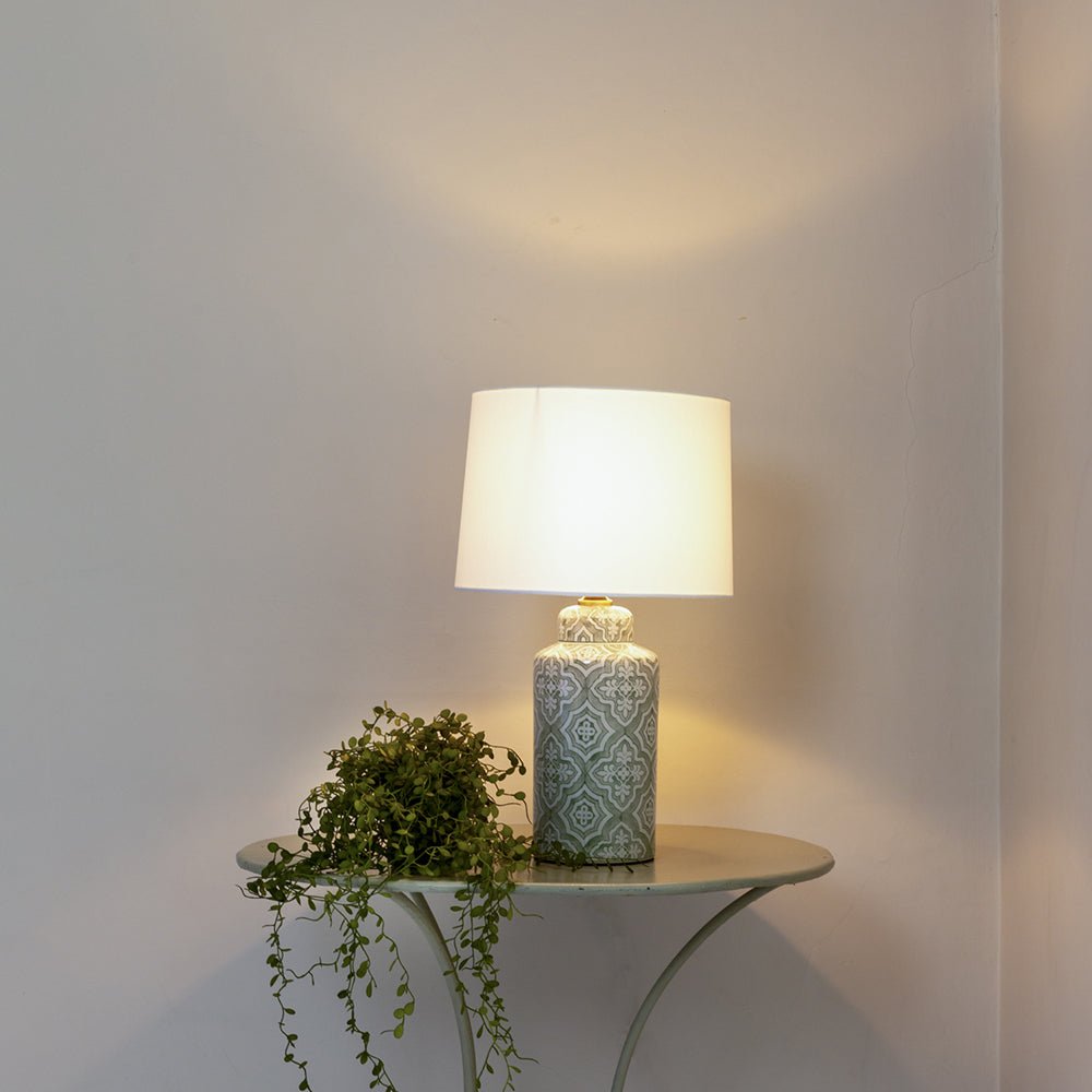 Lamp Marocchina With White Shade - Smallhill Furniture Co.