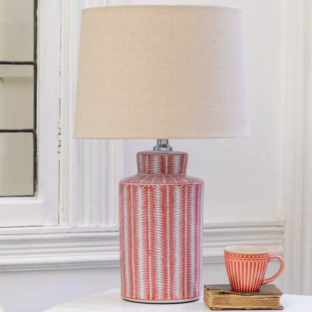 Lamp Serrato Coral With Taupe Shade - Smallhill Furniture Co.
