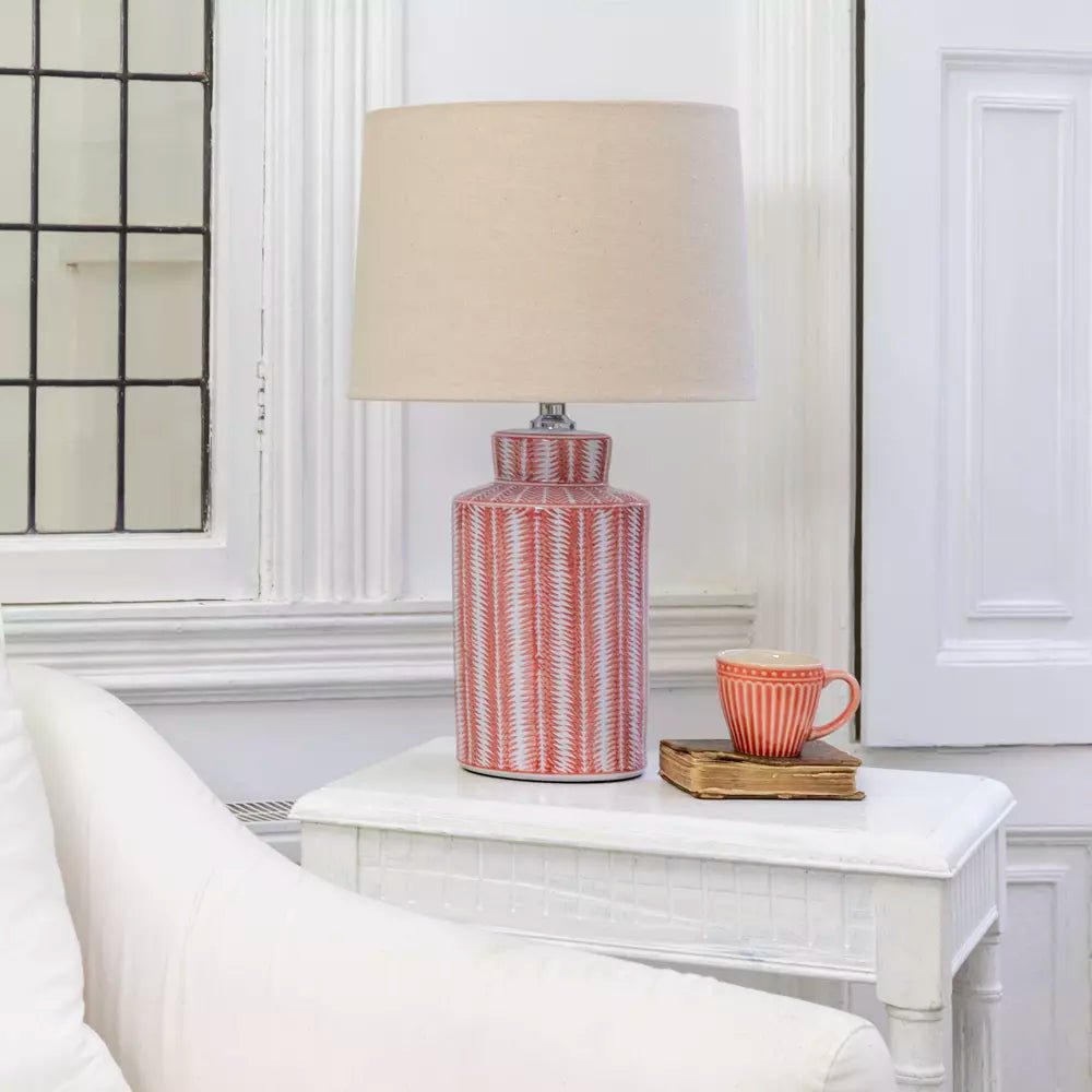 Lamp Serrato Coral With Taupe Shade - Smallhill Furniture Co.
