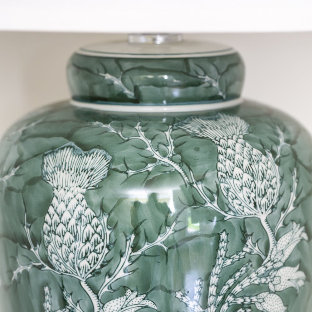 Lamp Thistle Sage with White Shade - Smallhill Furniture Co.
