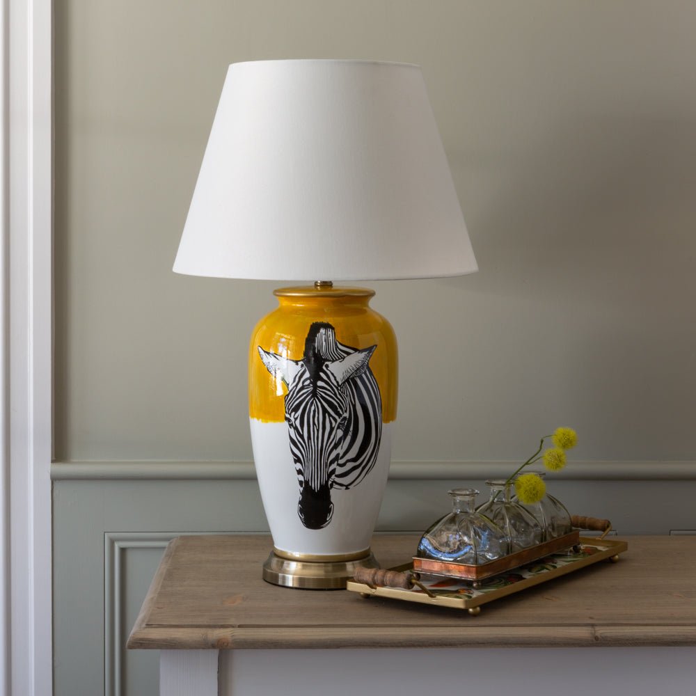 Lamp Zebra With White Shade - Smallhill Furniture Co.