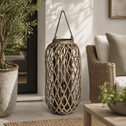 Large Standing Wicker Lantern - Smallhill Furniture Co.