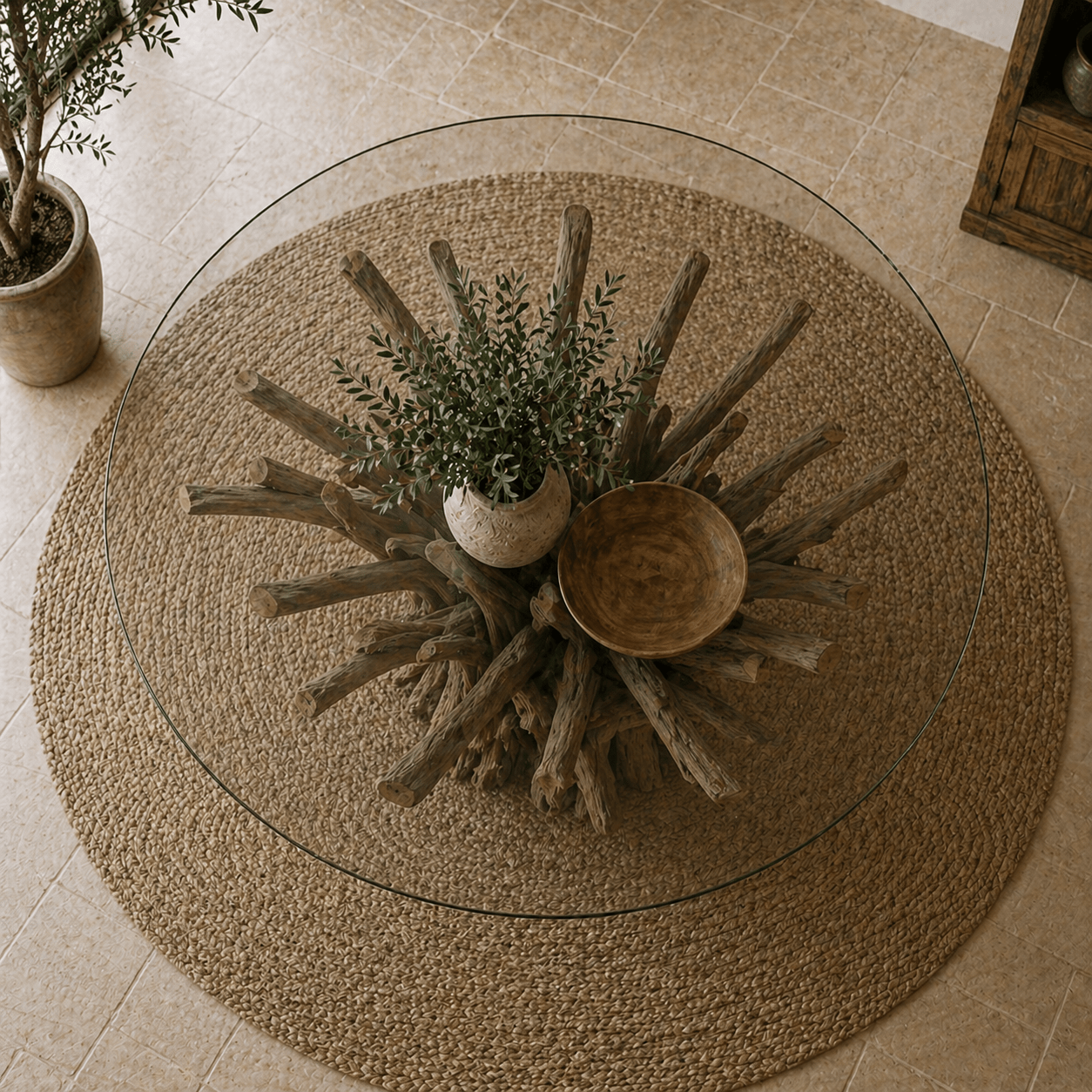Leila Branchwood Round Dining Table (130cm) - Smallhill Furniture Co.
