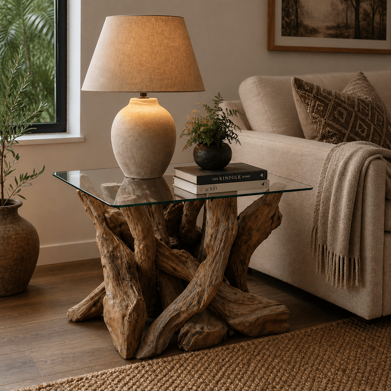 Leila Branchwood Square Lamp Table - Smallhill Furniture Co.