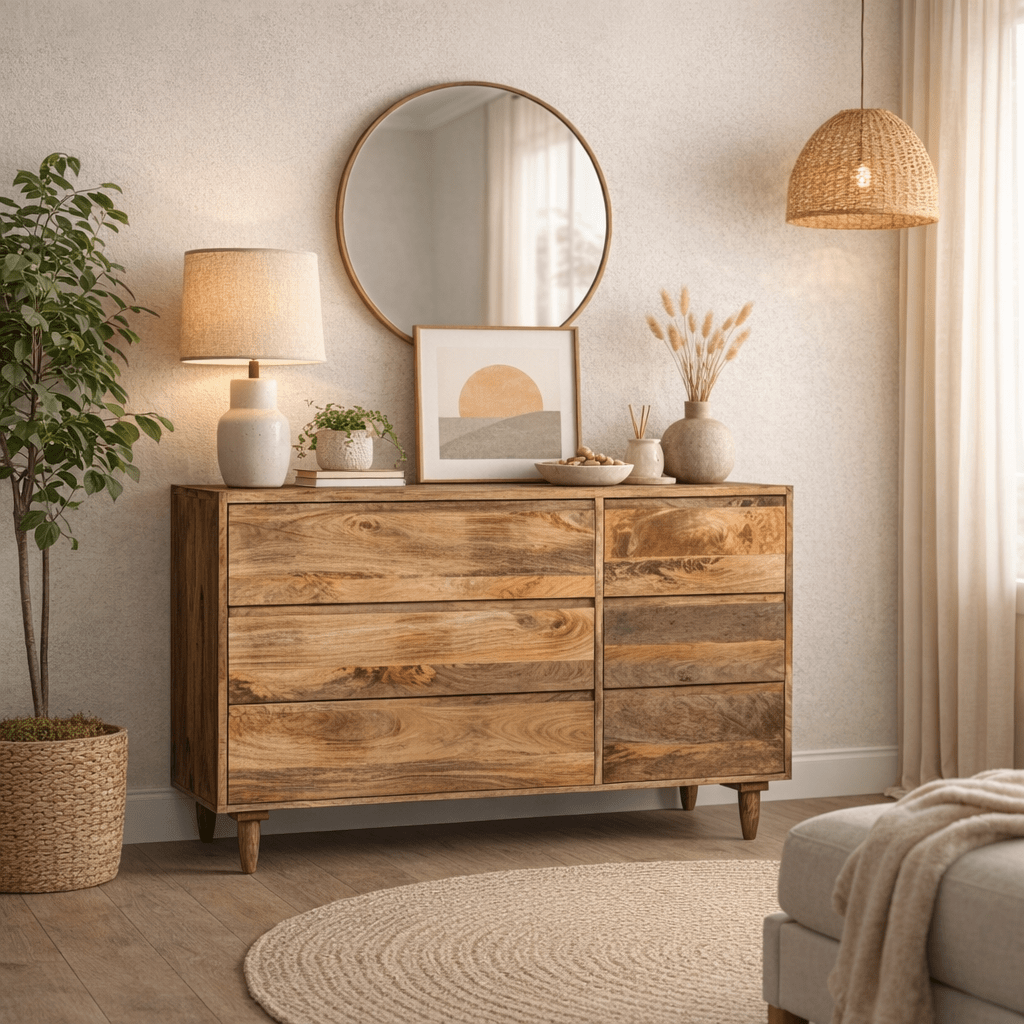 Mangowen 115cm 6 Drawer Sideboard - Smallhill Furniture Co.
