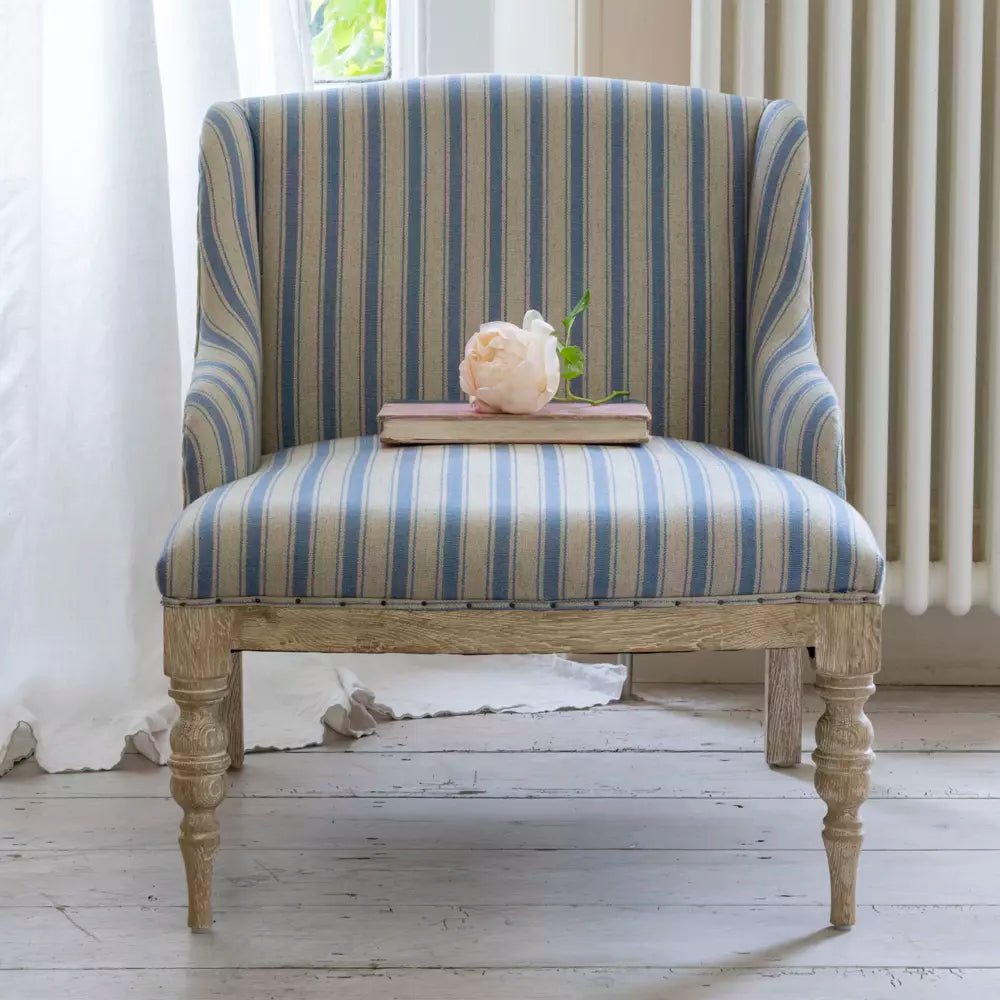 Margot Chair Ticking Stripe Blue - Smallhill Furniture Co.