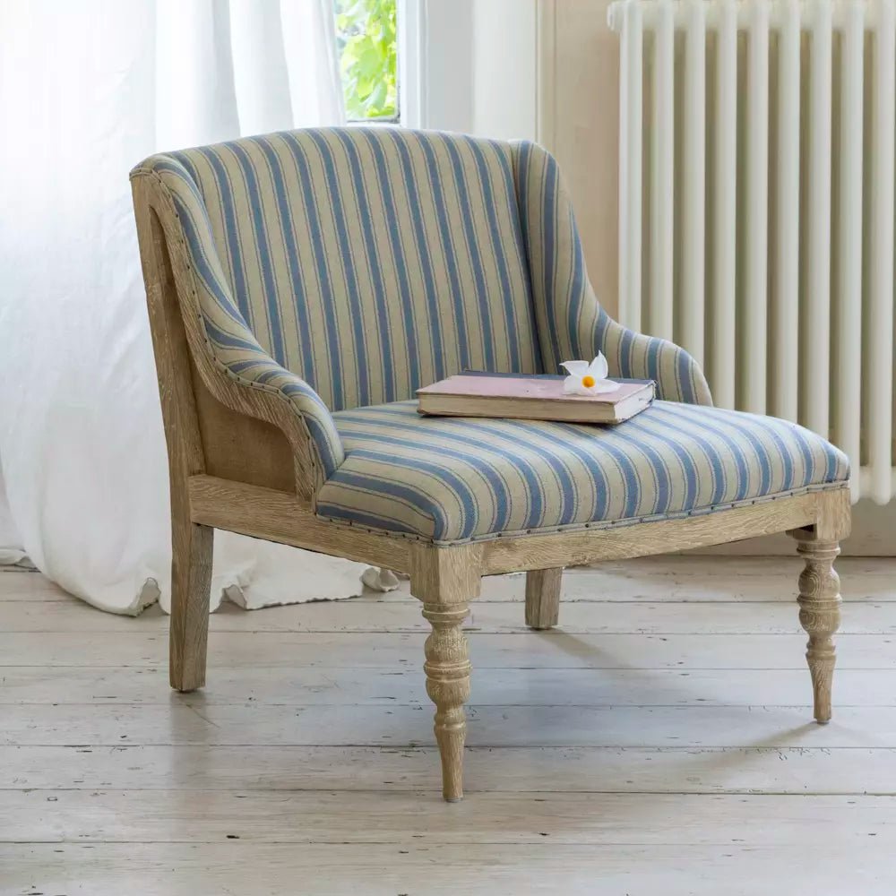 Margot Chair Ticking Stripe Blue - Smallhill Furniture Co.