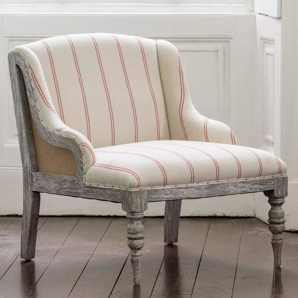 Margot Chair Ticking Stripe Red - Smallhill Furniture Co.