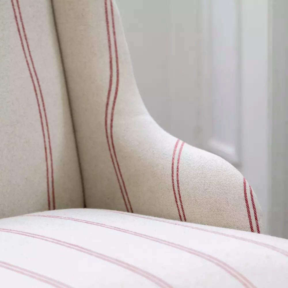 Margot Chair Ticking Stripe Red - Smallhill Furniture Co.