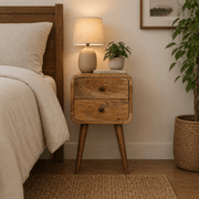 Mini Oak - ish Curved Bedside - Smallhill Furniture Co.