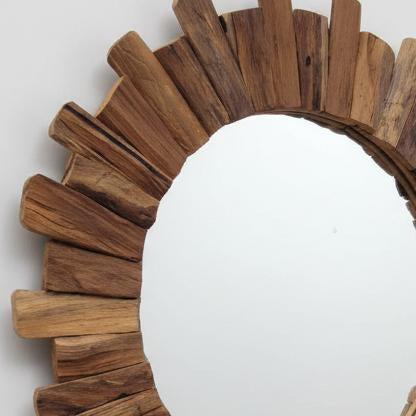 80cm Teak Round Mirror