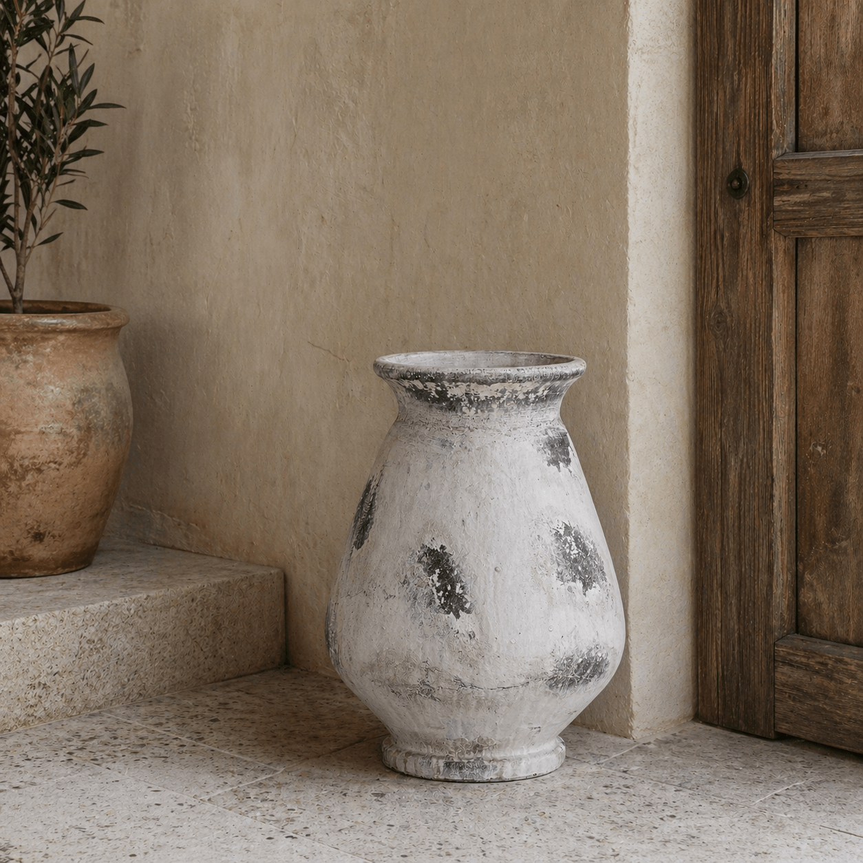Naxos Large Antique White Vase - Smallhill Furniture Co.