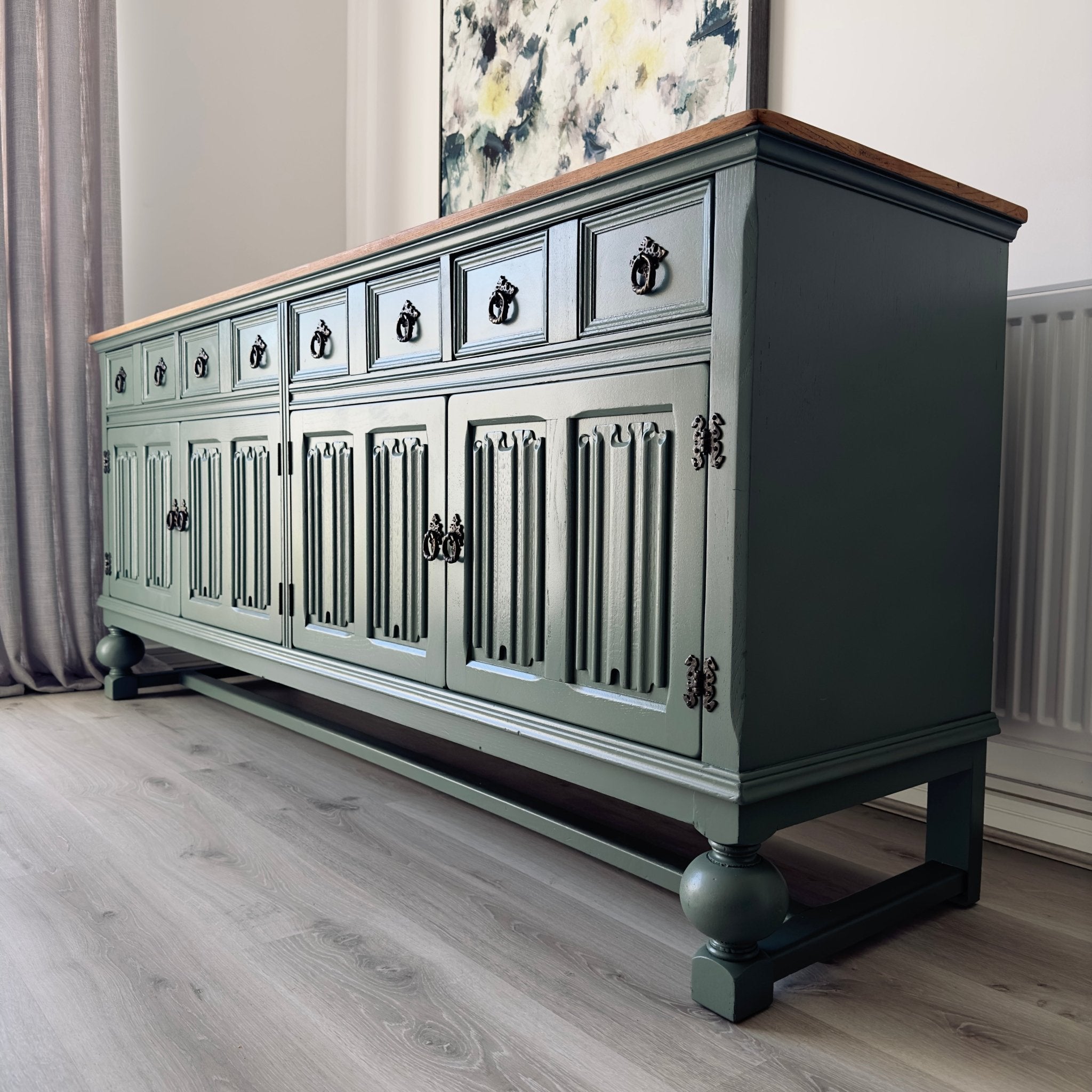 Old Charm 4 Door Sideboard 'Card Room Green' - Smallhill Furniture Co.