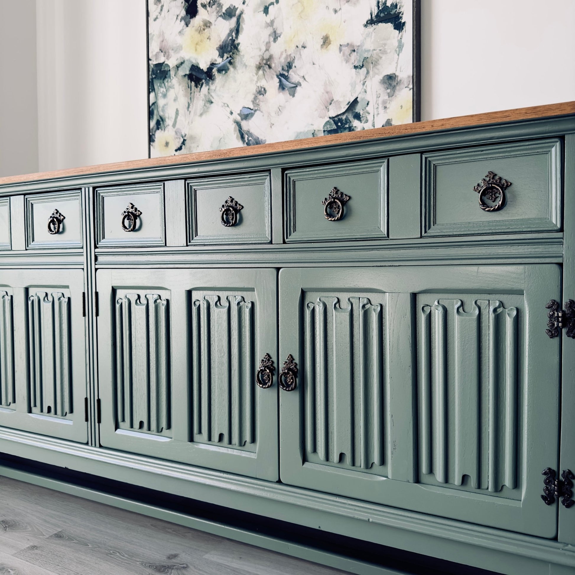Old Charm 4 Door Sideboard 'Card Room Green' - Smallhill Furniture Co.