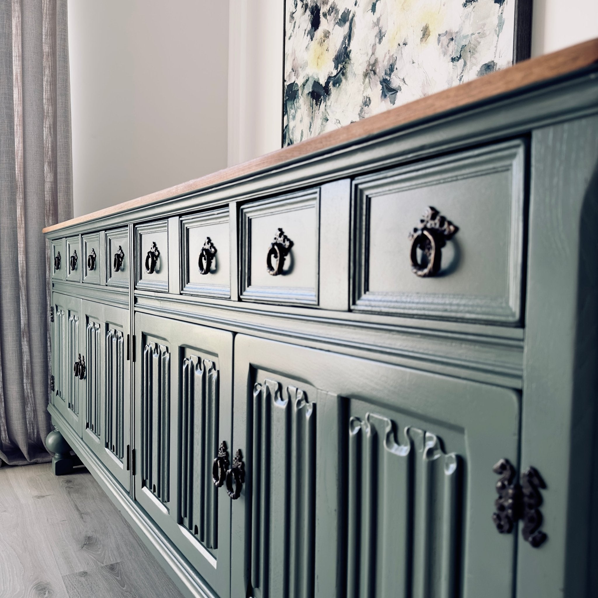 Old Charm 4 Door Sideboard 'Card Room Green' - Smallhill Furniture Co.