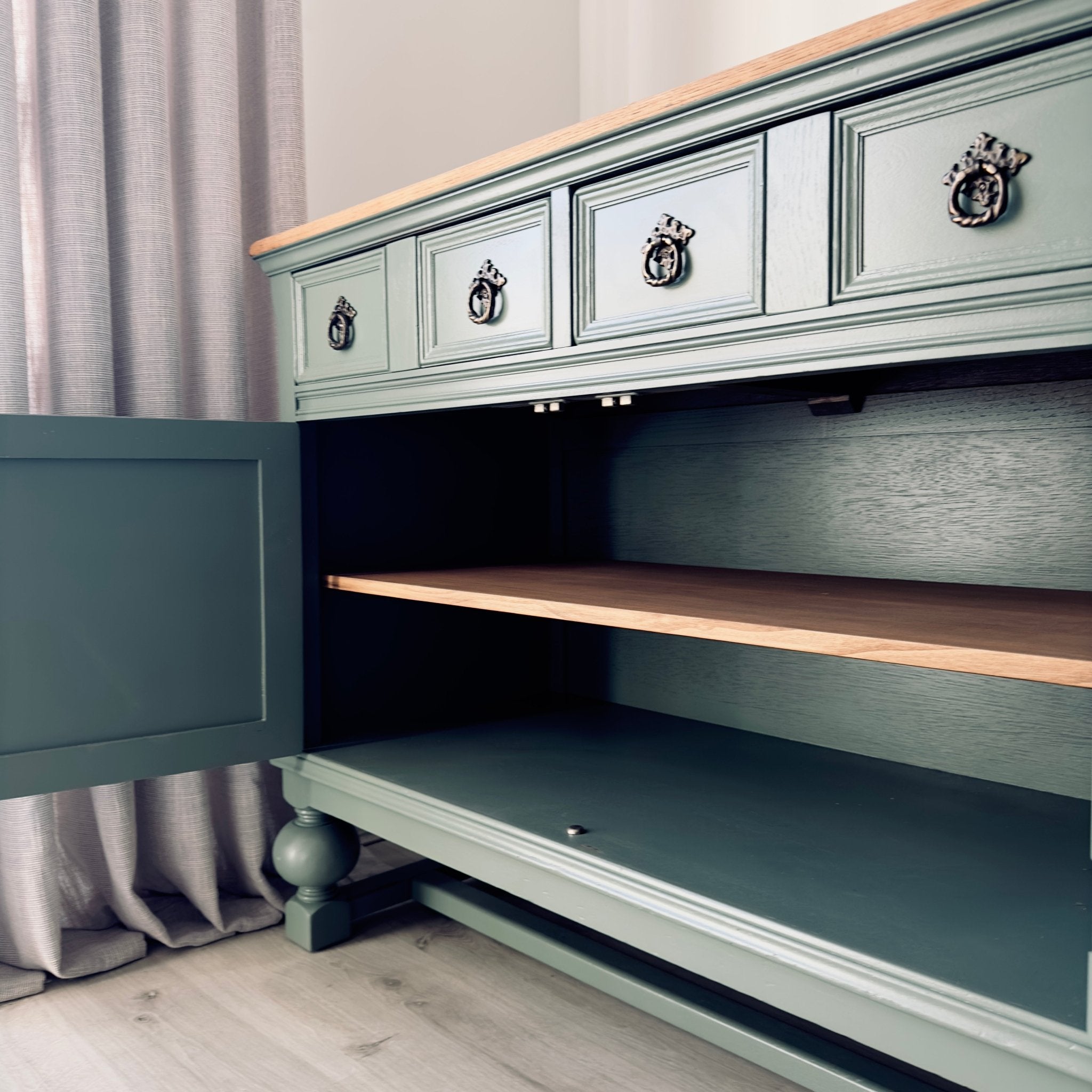 Old Charm 4 Door Sideboard 'Card Room Green' - Smallhill Furniture Co.