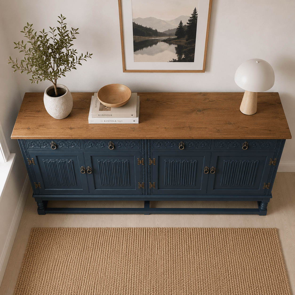 Old Charm 4 Door Sideboard 'Hague Blue' - Smallhill Furniture Co.