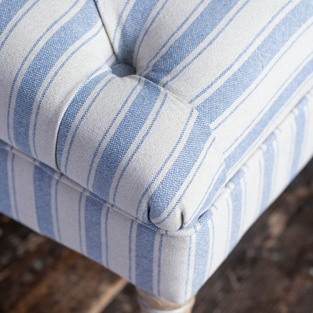 Ottoman Ticking Stripe Blue - Smallhill Furniture Co.