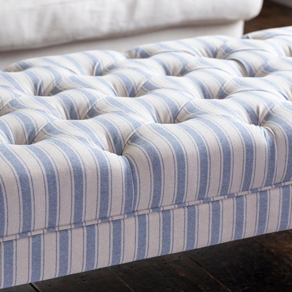 Ottoman Ticking Stripe Blue - Smallhill Furniture Co.