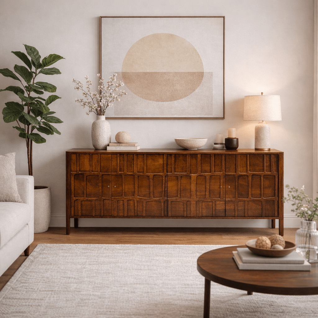 Pachar Wooden 4 Door Sideboard - Smallhill Furniture Co.