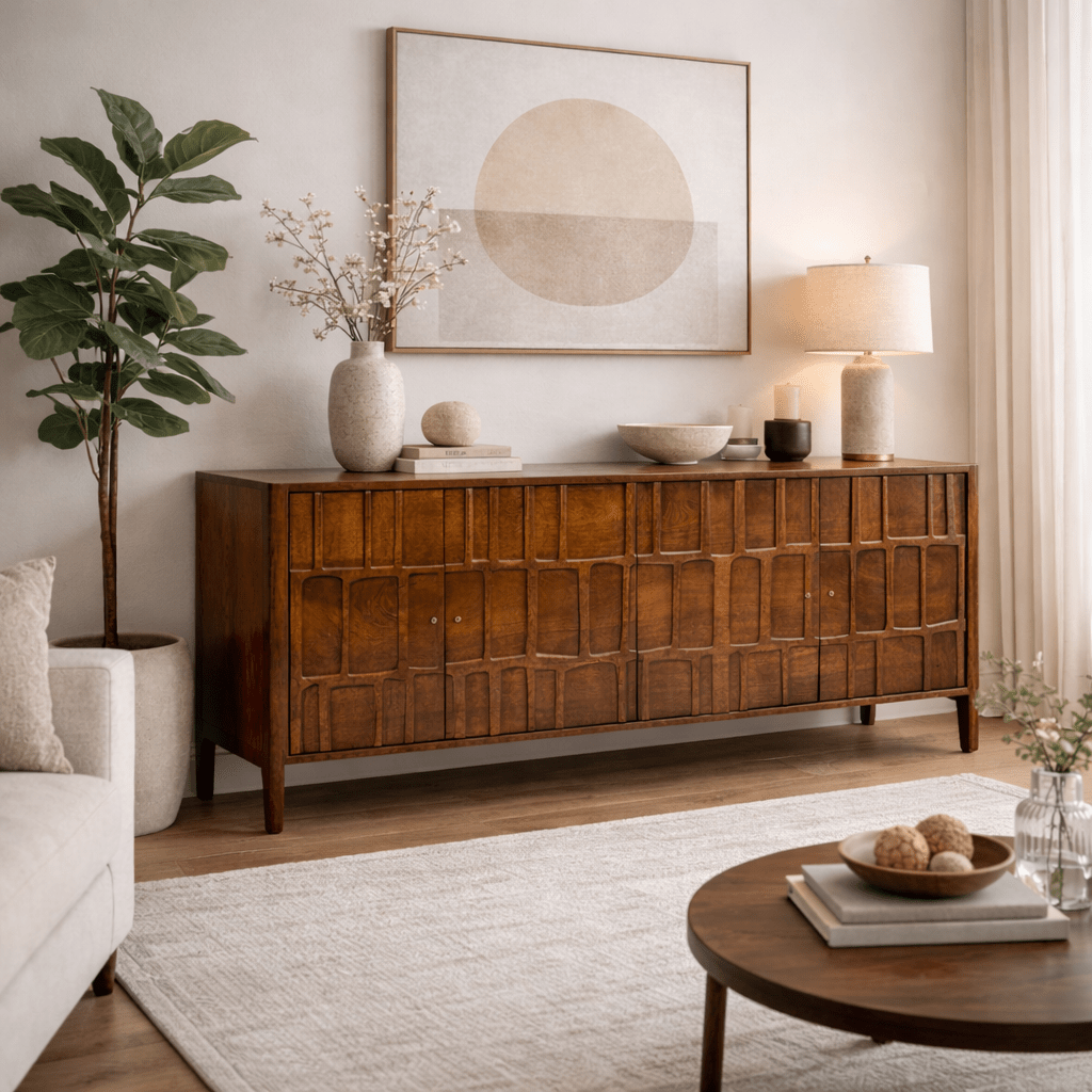 Pachar Wooden 4 Door Sideboard - Smallhill Furniture Co.