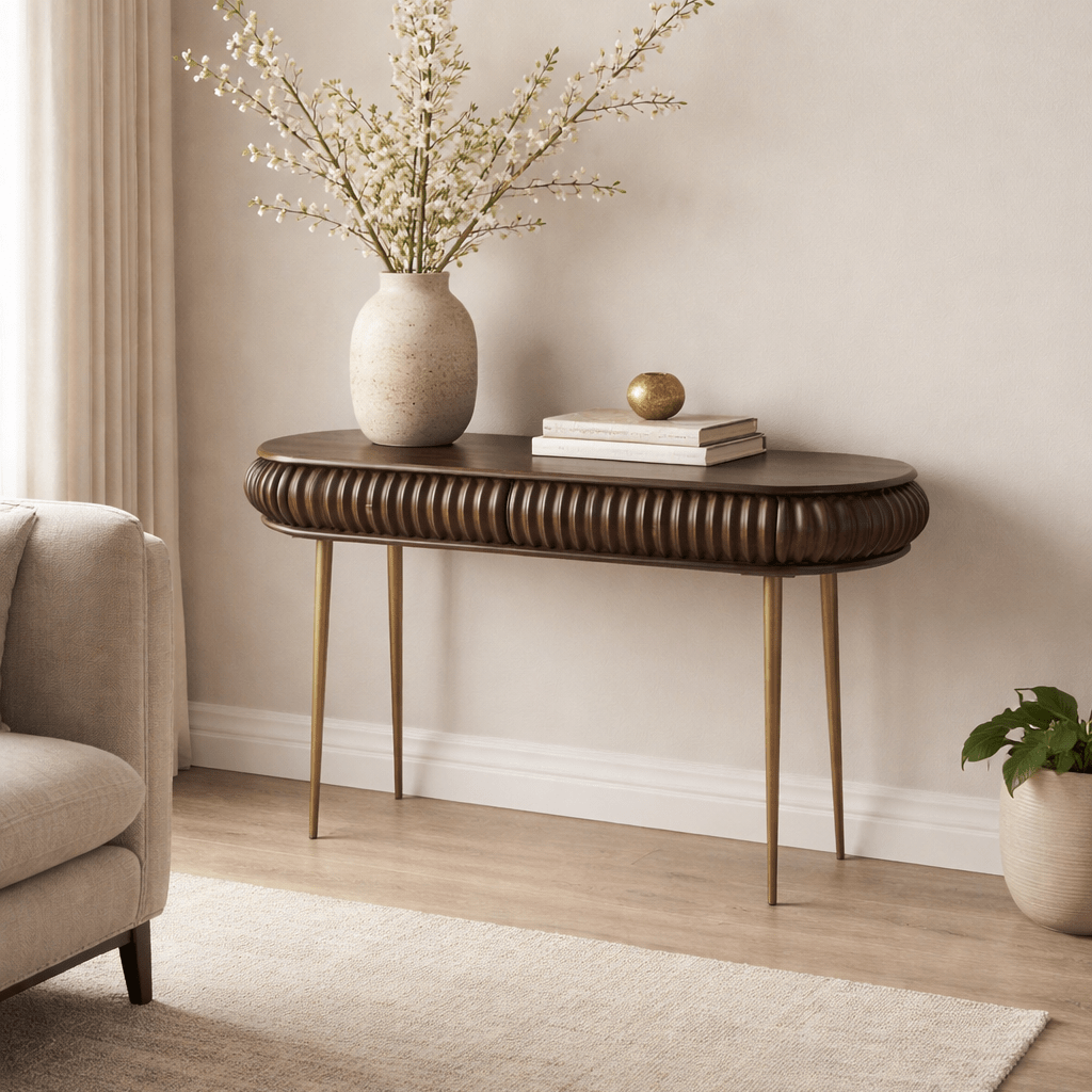Patan Wooden Capsule 2 Drawer Console - Smallhill Furniture Co.