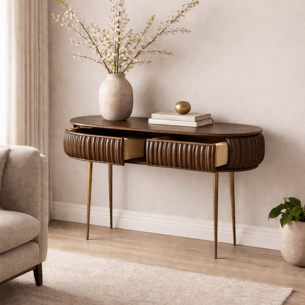 Patan Wooden Capsule 2 Drawer Console - Smallhill Furniture Co.