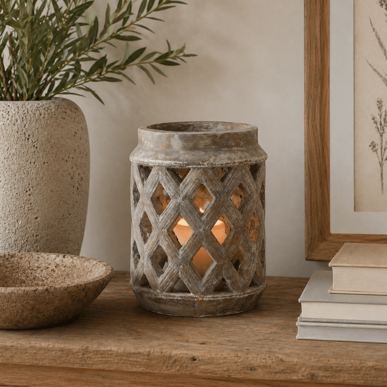 Siena Brown Large Lattice Lantern - Smallhill Furniture Co.