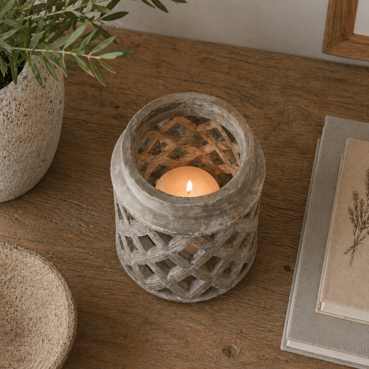 Siena Brown Large Lattice Lantern - Smallhill Furniture Co.