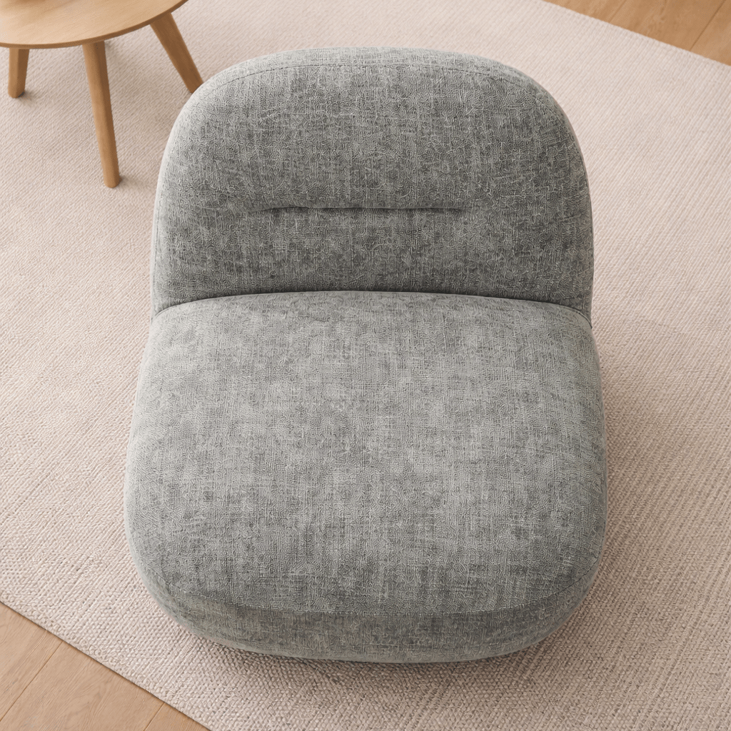 Sienna Oversized Swivel Chair In Boucle Olive - Smallhill Furniture Co.