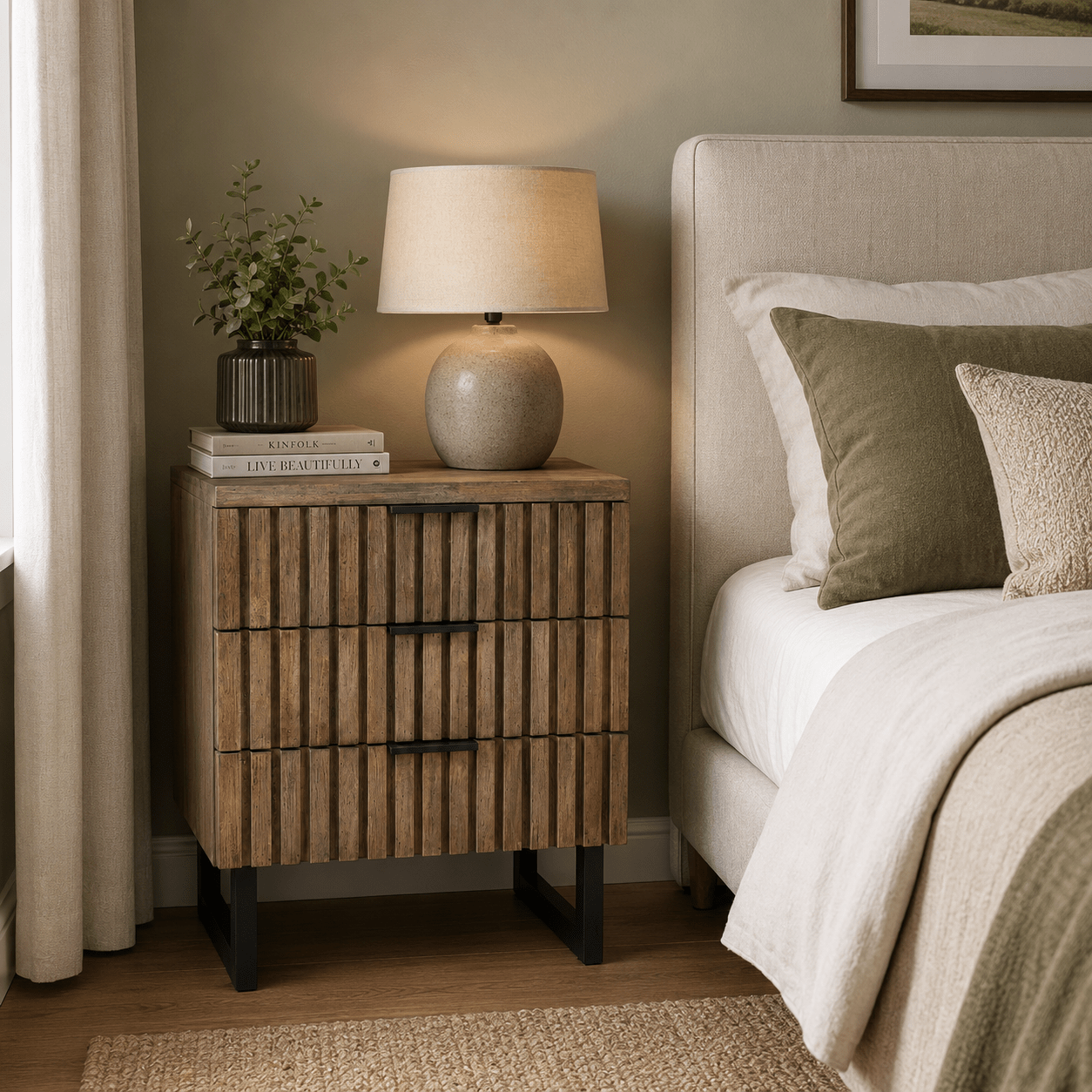Slatted Bedside Cabinet - Smallhill Furniture Co.