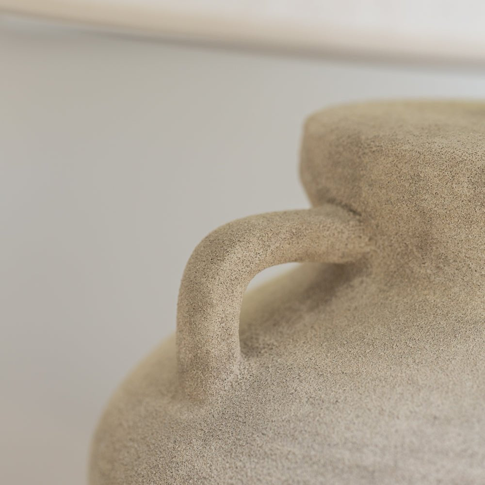 Stoneware Lamp Amphora with Cream Shade - Smallhill Furniture Co.