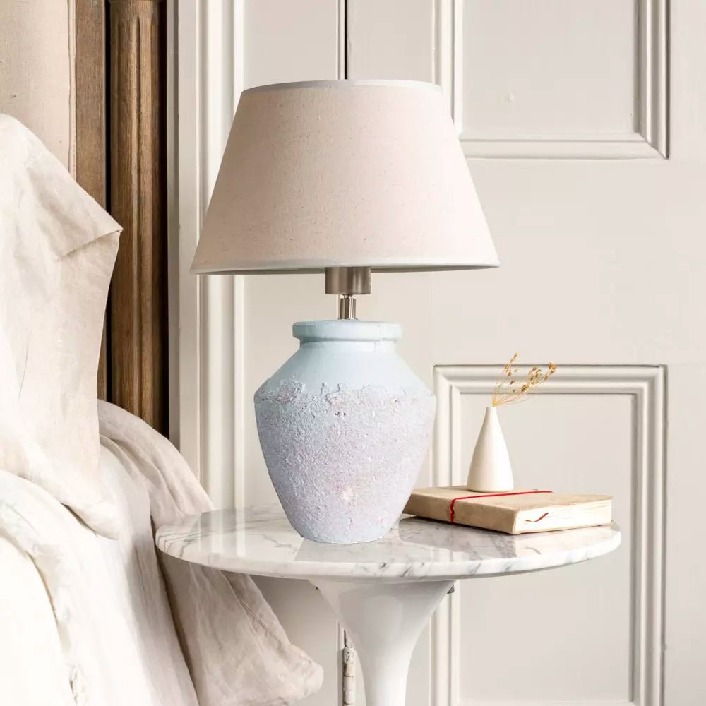 Stoneware Lamp Juno With Cream Shade - Smallhill Furniture Co.