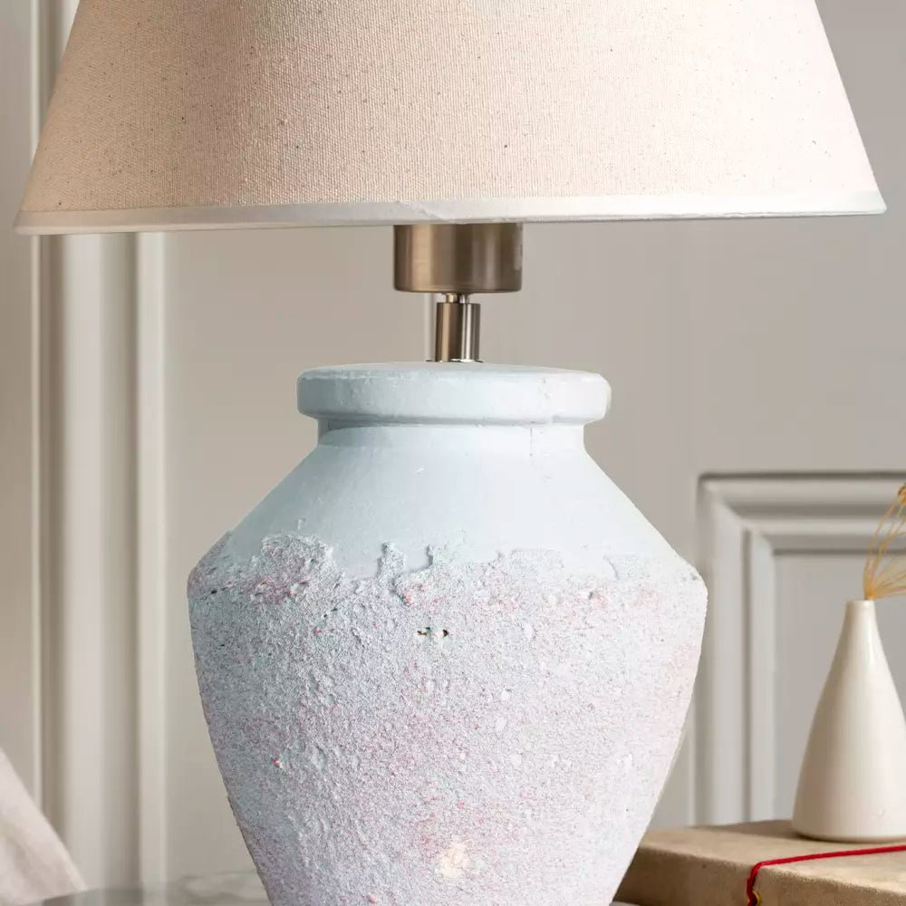 Stoneware Lamp Juno With Cream Shade - Smallhill Furniture Co.