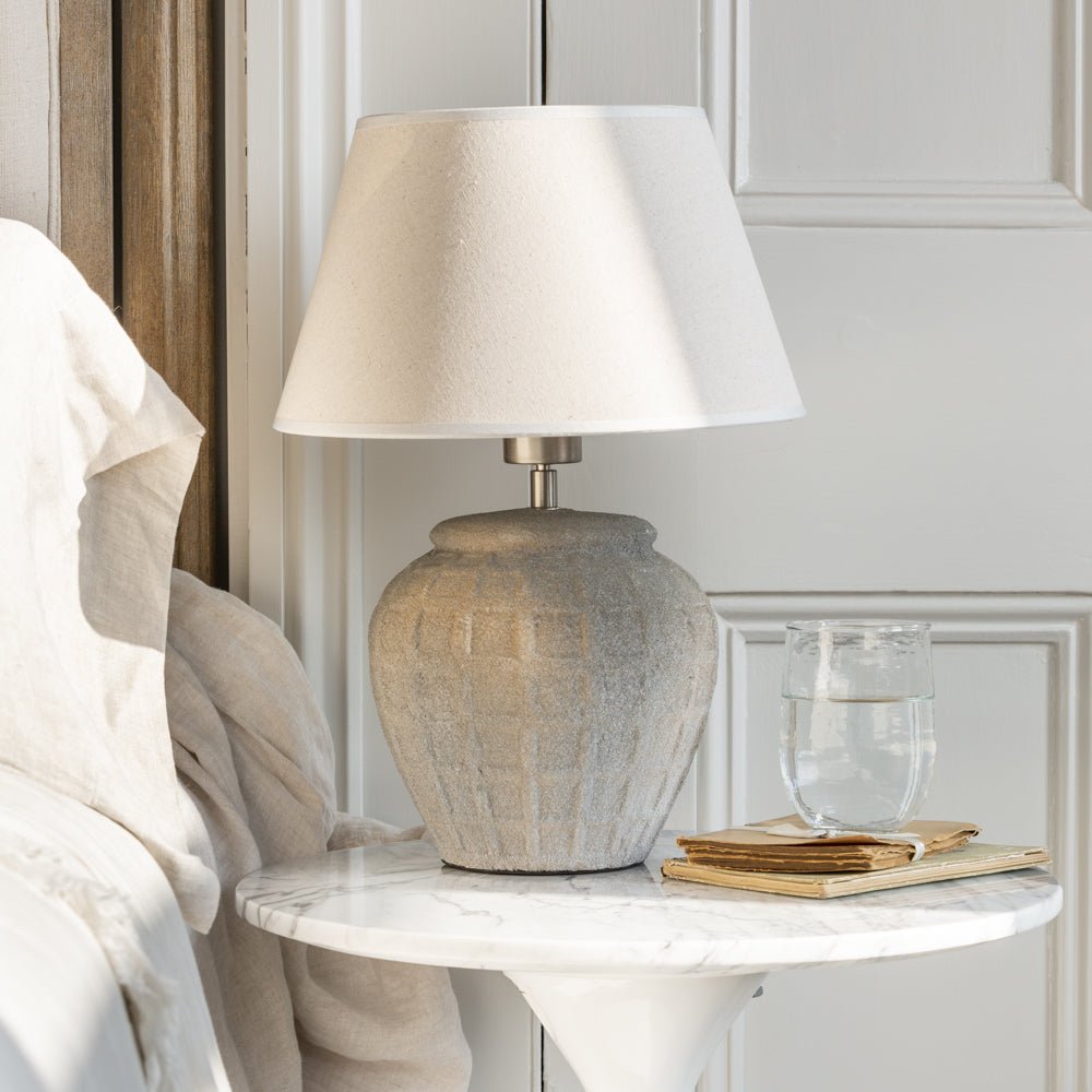 Stoneware Lamp Minerva With Cream Shade - Smallhill Furniture Co.