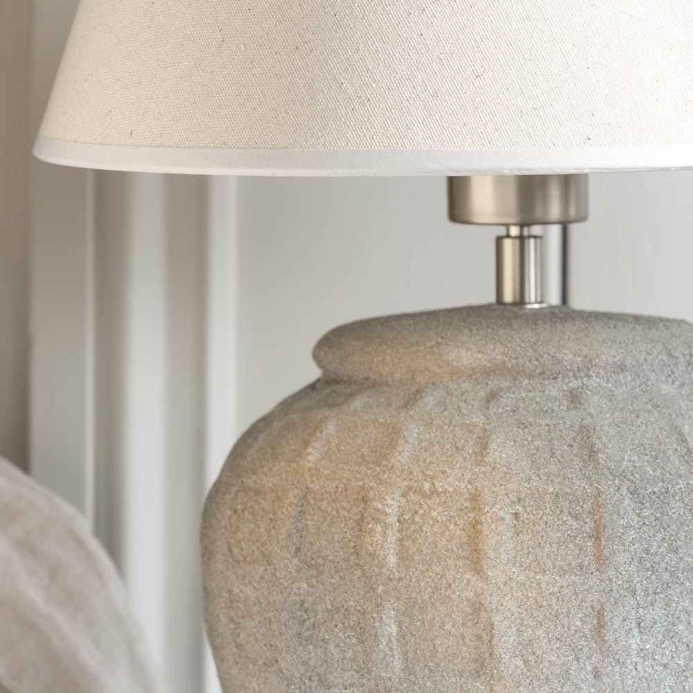Stoneware Lamp Minerva With Cream Shade - Smallhill Furniture Co.
