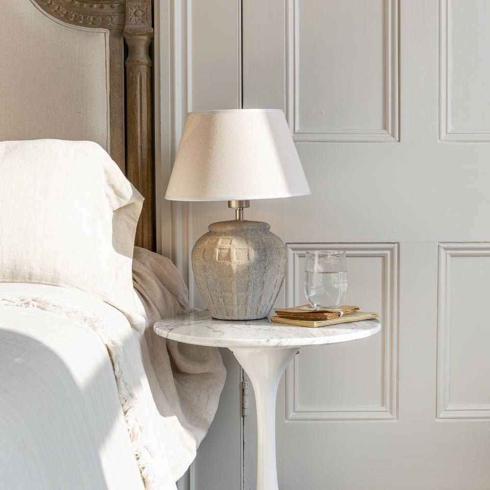Stoneware Lamp Minerva With Cream Shade - Smallhill Furniture Co.