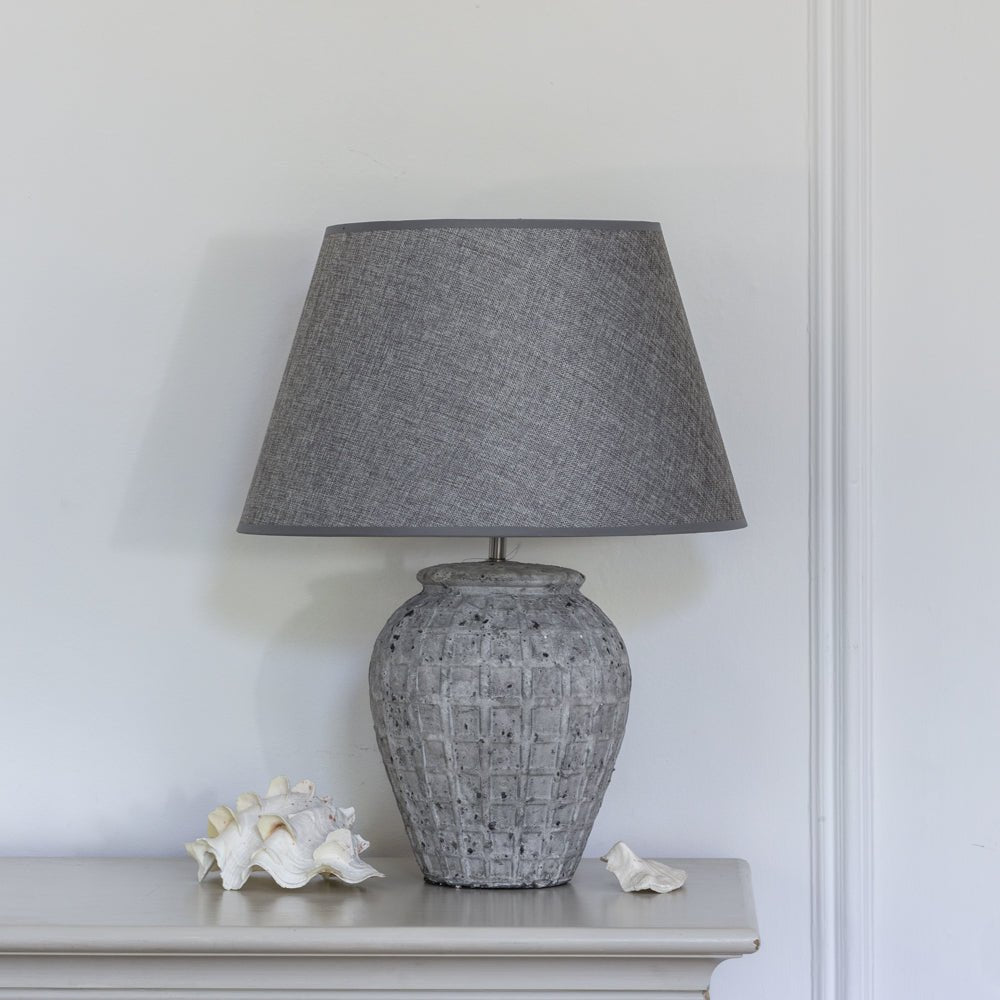 Stoneware Lamp Toro With Grey Shade - Smallhill Furniture Co.