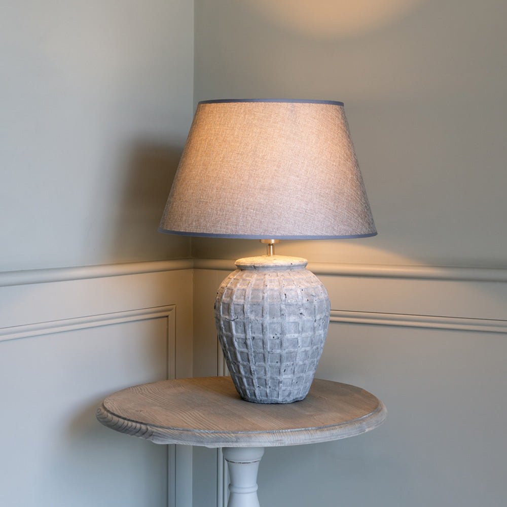 Stoneware Lamp Toro With Grey Shade - Smallhill Furniture Co.