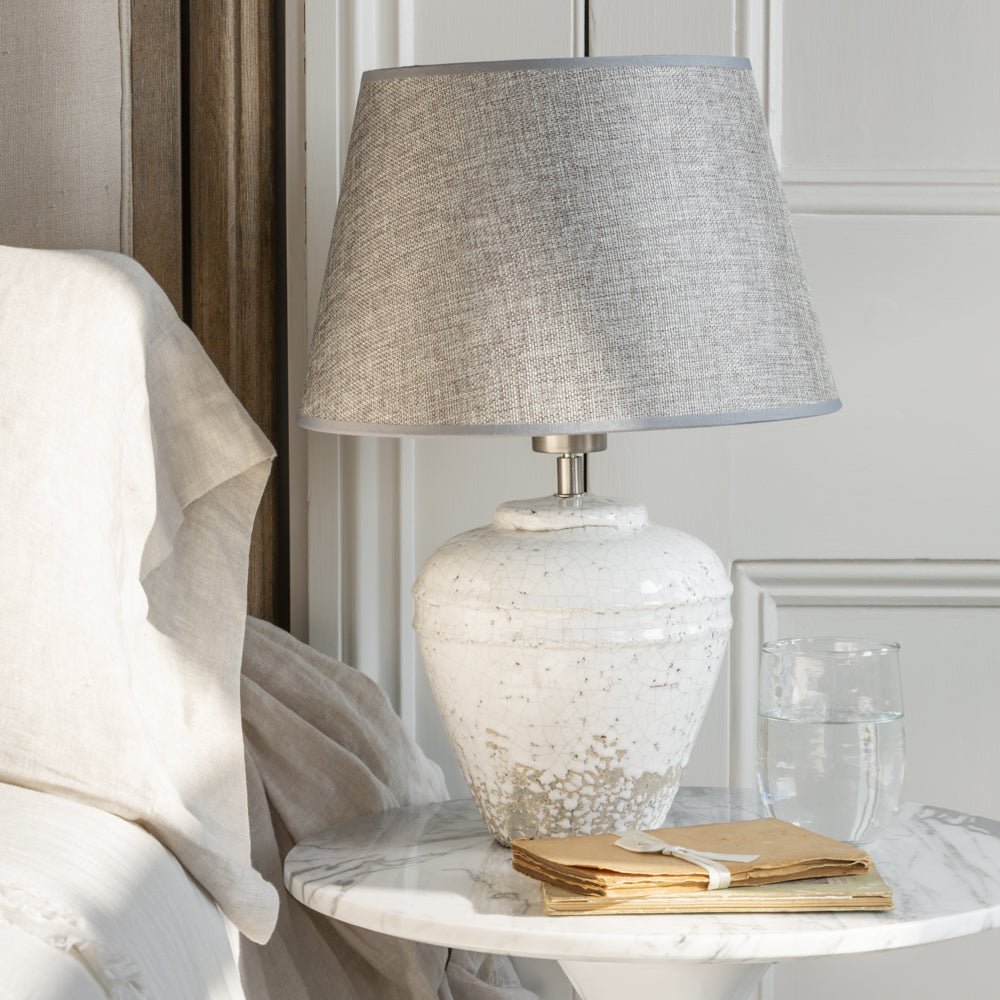 Stoneware Lamp Vesta With Grey Shade - Smallhill Furniture Co.