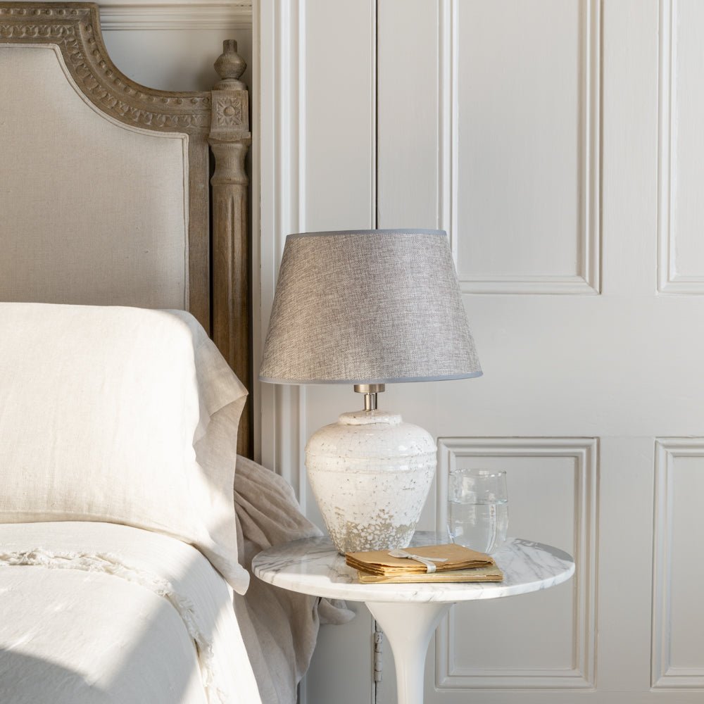 Stoneware Lamp Vesta With Grey Shade - Smallhill Furniture Co.