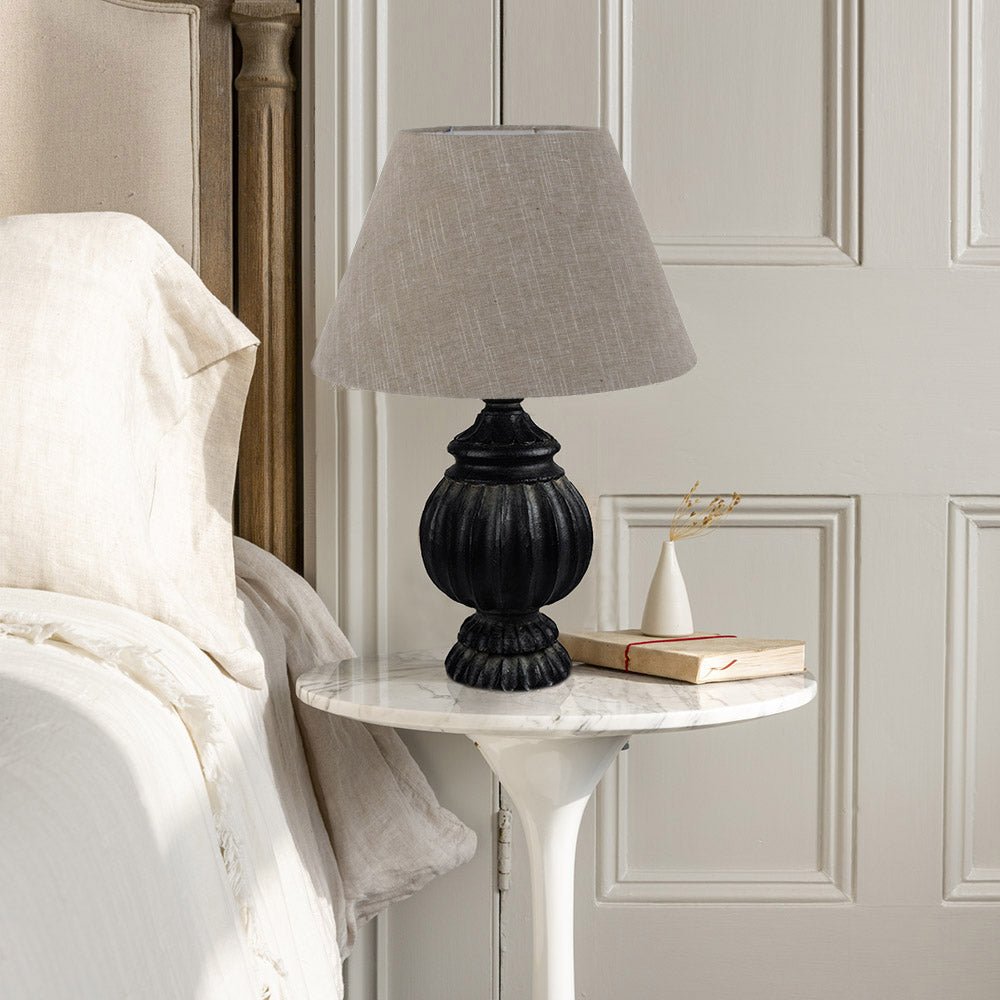 Table Lamp Consuela Antique Black with Shade - Smallhill Furniture Co.