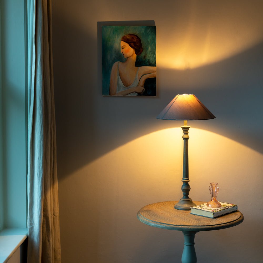 Table Lamp Mayling Antique Grey with Shade - Smallhill Furniture Co.