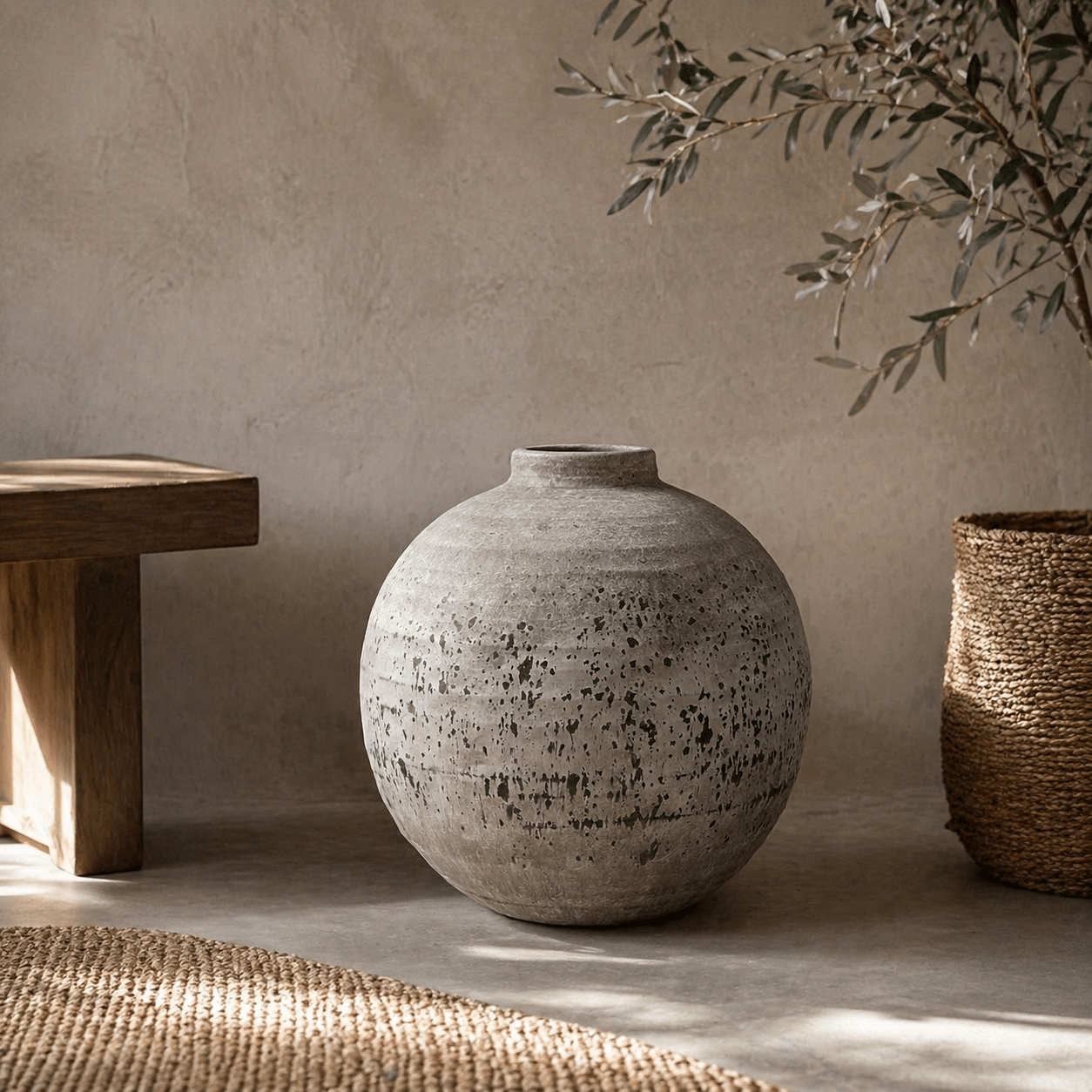 Tiber Large Stone Ceramic Vase - Smallhill Furniture Co.