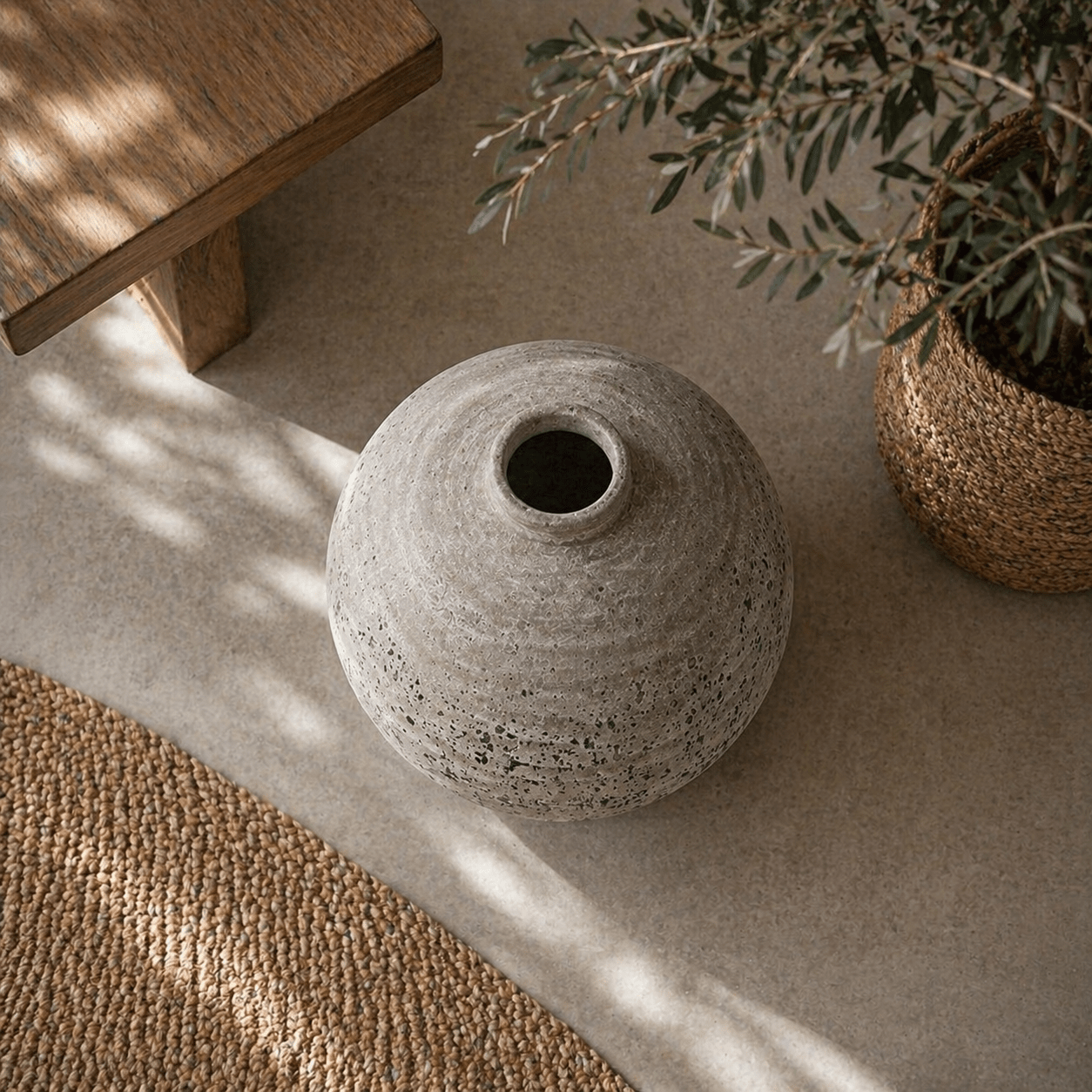 Tiber Large Stone Ceramic Vase - Smallhill Furniture Co.