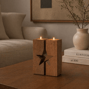 Twin Wooden T - Light Holder - Star Cut Out - Smallhill Furniture Co.