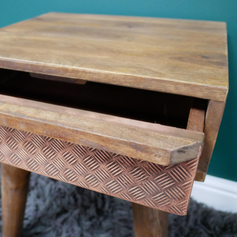 Copper Plate Bedside Table