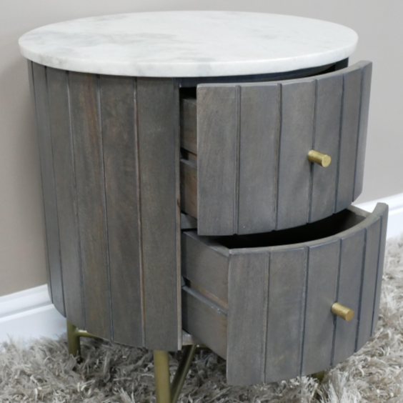 Round Marble Bedside Table