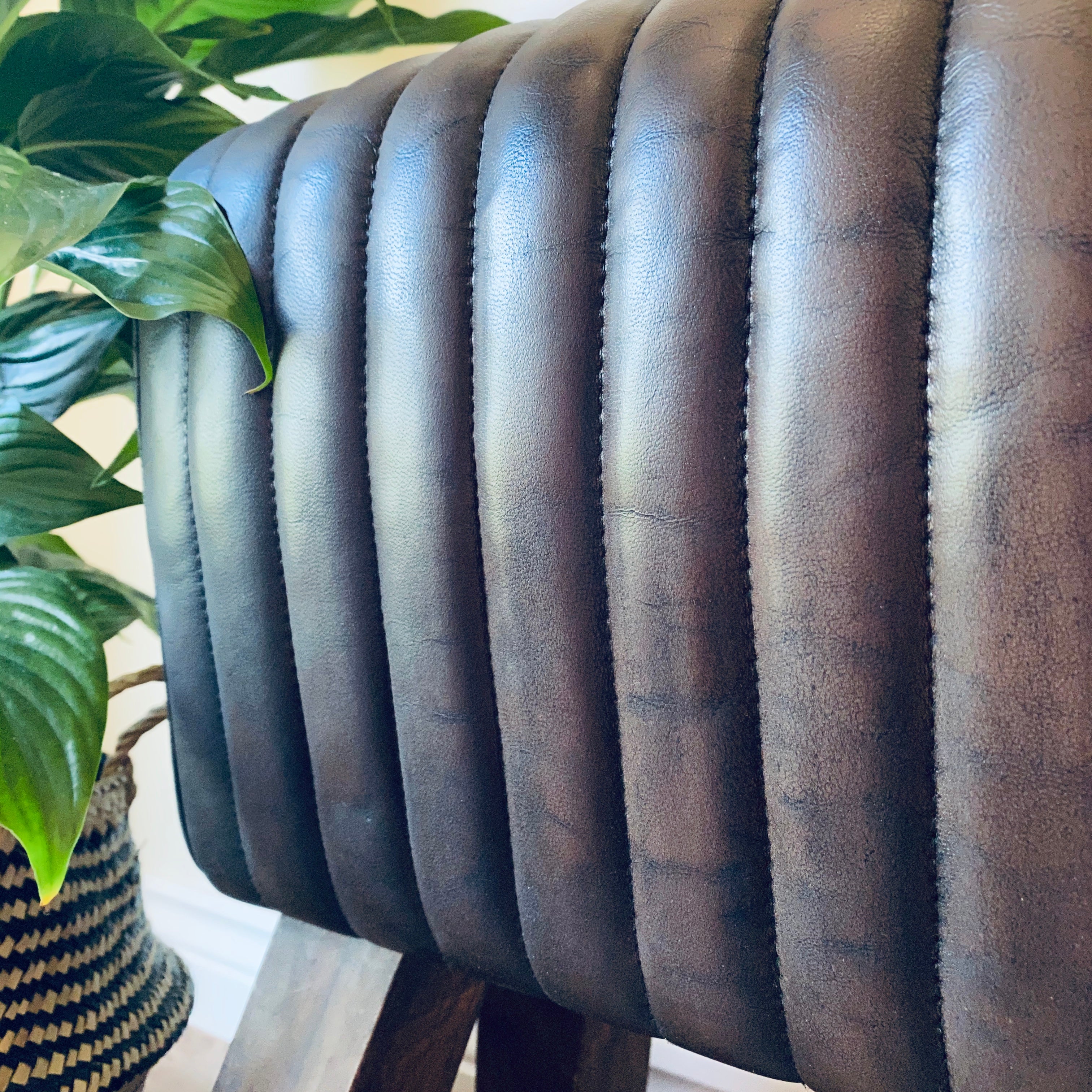 Brown Leather Pommel Horse Bench
